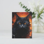 Halloween Black Cat Briefkaart (Staand voorkant)