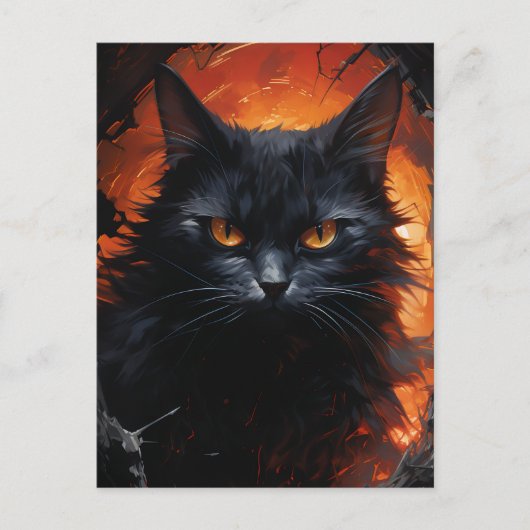 Halloween Black Cat Briefkaart (Voorkant)