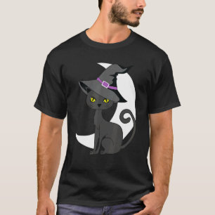 Halloween Black Cat Costume Witch Pet & Moon Manne T-shirt