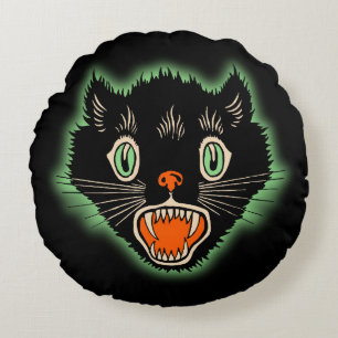  Halloween Black Cat Design Pillow Rond Kussen