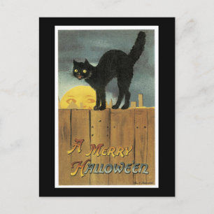 Halloween Black Cat en Fullmoon Briefkaart