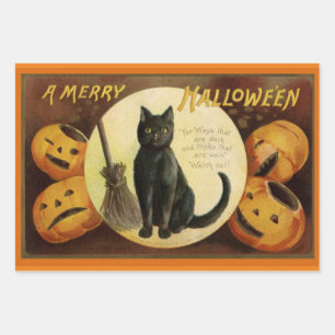  Halloween Black Cat en gekraakte pompoenen Inpakpapier Vel
