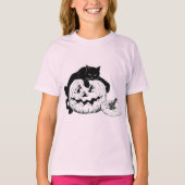 Halloween Black Cat en Jack o' Lantern Childrens T-shirt (Voorkant)
