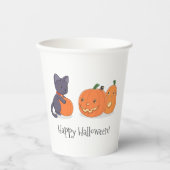Halloween Black Cat en Pomkins Papieren Bekers (Voorkant)