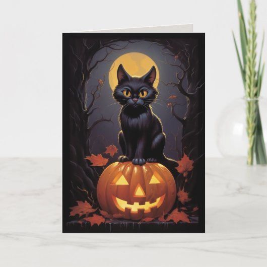 Halloween Black Cat en Pumpkin (Voorkant)