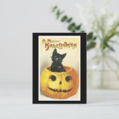 Halloween Black Cat en Pumpkin Briefkaart (Staand voorkant)
