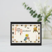 Halloween Black Cat en Pumpkin Briefkaart (Staand voorkant)