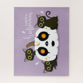 Halloween Black Cat en Pumpkin Jigzaag Puzzle Legpuzzel (Verticaal)