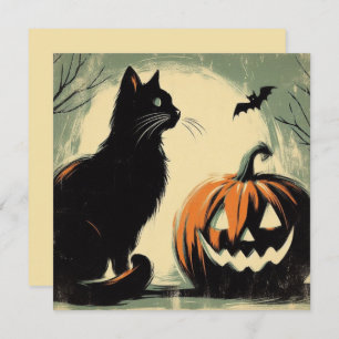 Halloween Black Cat en Pumpkin Kaart