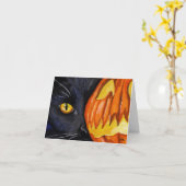 Halloween Black Cat en Pumpkin Kaart (Gele Bloem)