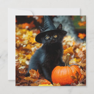 Halloween Black Cat en Pumpkin Kaart