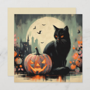 Halloween Black Cat en Pumpkin Kaart