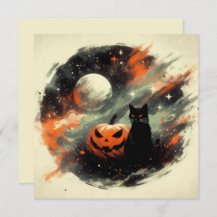 Halloween Black Cat en Pumpkin Kaart