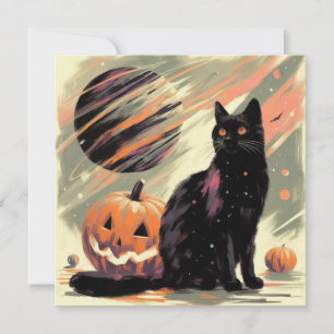 Halloween Black Cat en Pumpkin Kaart