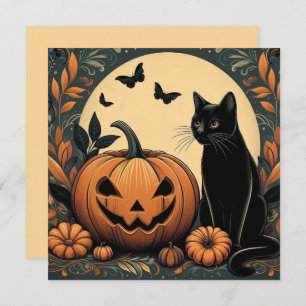 Halloween Black Cat en Pumpkin Kaart
