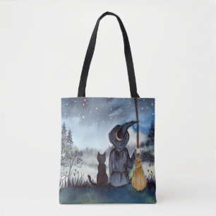 Halloween Black Cat en The Witch Sterrennacht Draagtas