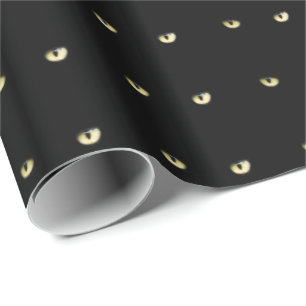 Halloween Black Cat Eyes Wrapping Paper Cadeaupapier