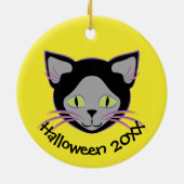 Halloween Black Cat Face Keramisch Ornament (Achterkant)