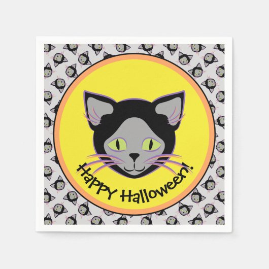 Halloween Black Cat Face Pattern Servet (Voorkant)