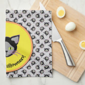 Halloween Black Cat Face Pattern Theedoek (Quarter Fold)