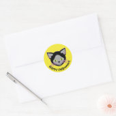 Halloween Black Cat Face Ronde Sticker (Envelop)