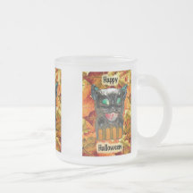 Halloween Black Cat Glass Mok Rasset