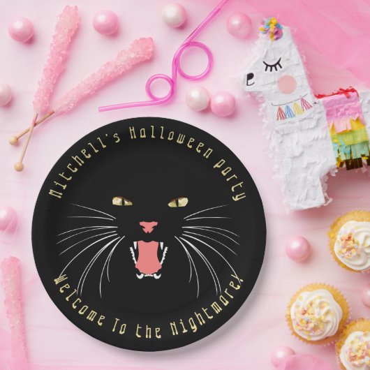 Halloween Black Cat Hissing Fun Slogan Paper Bord (Feest)