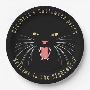 Halloween Black Cat Hissing Fun Slogan Paper Bord