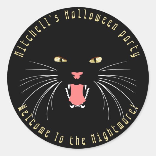Halloween Black Cat Hissing Fun Slogan Sticker (Voorkant)