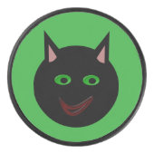 Halloween Black Cat Hockey Puck (Voorkant)