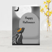 Halloween Black Cat Kaart (Gele Bloem)