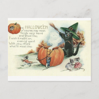 Halloween Black Cat Kitten Mice Mouse Postcard Briefkaart