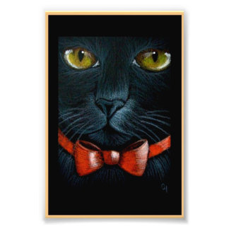 HALLOWEEN BLACK CAT MET ORANJE BOW AFDRUKKING FOTO AFDRUK