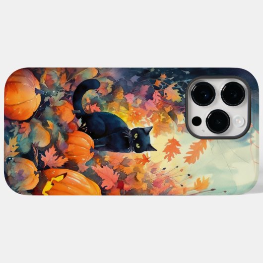 Halloween Black Cat met pompoenen eng Case-Mate iPhone Case (Achterkant (horizontaal))