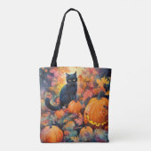 Halloween Black Cat met pompoenen eng Draagtas (Achterkant)