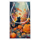 Halloween Black Cat met pompoenen eng Klein Cadeauzakje (Achterkant)