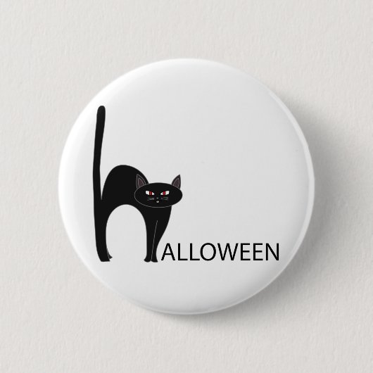 Halloween Black Cat Name Ronde Button 5,7 Cm (Voorkant)