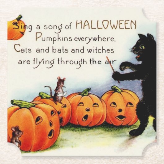 Halloween Black Cat Onderzetter papier (Voorkant)