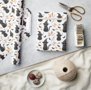Halloween Black Cat Pattern - Witchy Cat Cadeaupapier