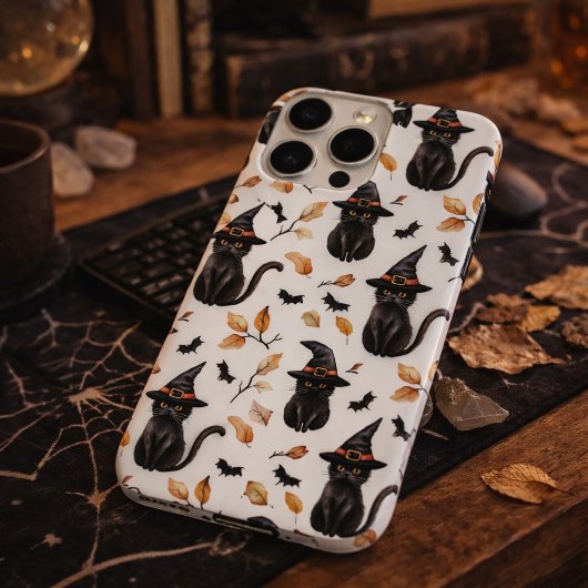 Halloween Black Cat Pattern - Witchy Cat Case-Mate iPhone Case