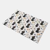 Halloween Black Cat Pattern - Witchy Cat Deurmat (Schuin)