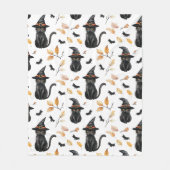 Halloween Black Cat Pattern - Witchy Cat Fleece Deken (Voorkant)