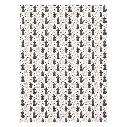 Halloween Black Cat Pattern - Witchy Cat Tafelkleed (Voorkant)