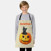 Halloween Black Cat Pumpkin Custom kind Schort (Gedragen)