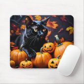 Halloween Black Cat & Pumpkins Muismat (Met muis)