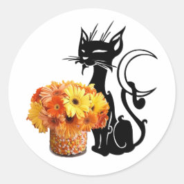 Halloween Black Cat Ronde Sticker