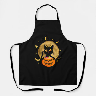 Halloween Black Cat Scary Pumpkin op de maan Manne Schort