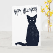 Halloween Black Cat Silhouette Kaart (Gele Bloem)