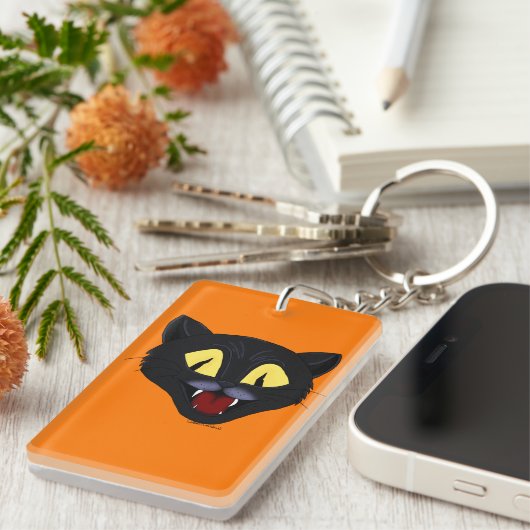 Halloween Black Cat Sleutelhanger (Voorkant Rechts)