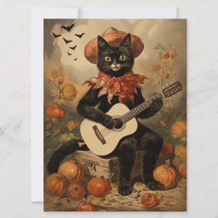  Halloween Black Cat Spelen Gitaar Kaart